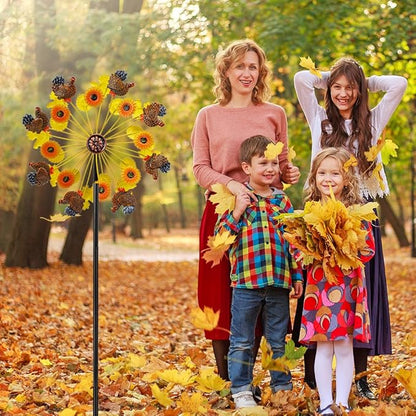 DREAMYSOUL Sunflower and Rooster Fall Wind Spinners, Outdoor Fall Decorations, Metal Kinetic Wind Spinners Chicken Farmhouse Garden Lawn Yard Decor, Fall Harvest Thanksgiving Gifts