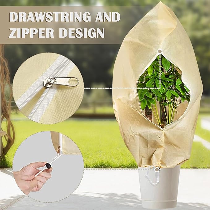 LangRay Plant Covers Freeze Protection, Winter Frost Cloths 2.8oz/yd² with Zipper and Drawstring, Garden Cover Protective Blankets for Outdoor Plants Fruit Palm Olive Trees (47in*71in 1pcs)