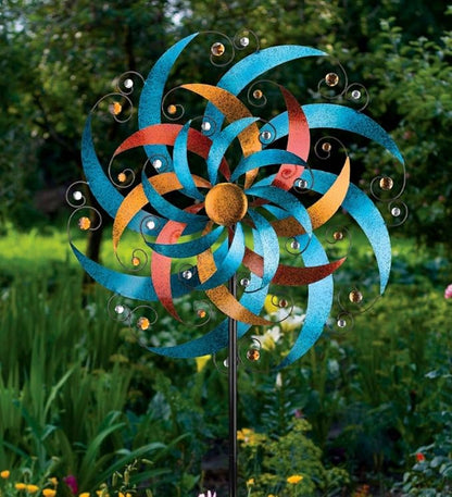 Regal Art & Gift Cresent Wind Spinner – Metal Yard Decorations Outdoor | Kinetic Garden Spinner for Lawn, Pathway, or Flower Bed | Weather-Resistant Outdoor Sculpture - 32 Inch