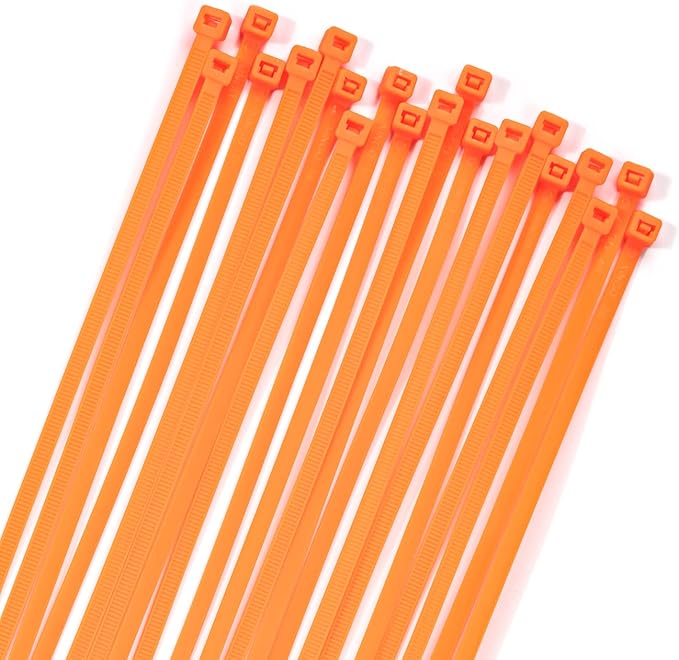 XINGO 100PCS Cable Zip Ties Heavy Duty, Premium Nylon Plastic Wire Ties with 50 Pounds Tensile Strength, Self-Locking Black Nylon Zip Ties for Indoor and Outdoor (12 inch, Orange)