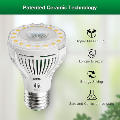 SANSI Grow Lights for Indoor Plants, 4 Head Dimmable Plant Lights for Indoor Growing, 35"-64" Adjustable Tripod Stand LED Grow Light Lamp with Remote Control 4 Pack of Par20 10W Bulbs