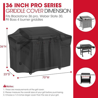 Unicook 70 Inch Griddle Grill Cover for Blackstone 36 Inch ProSeries, Heavy Duty Waterproof Large Flat Top Grill Cover with Sealed Seam, Compare to Blackstone 5005, 5482, Black