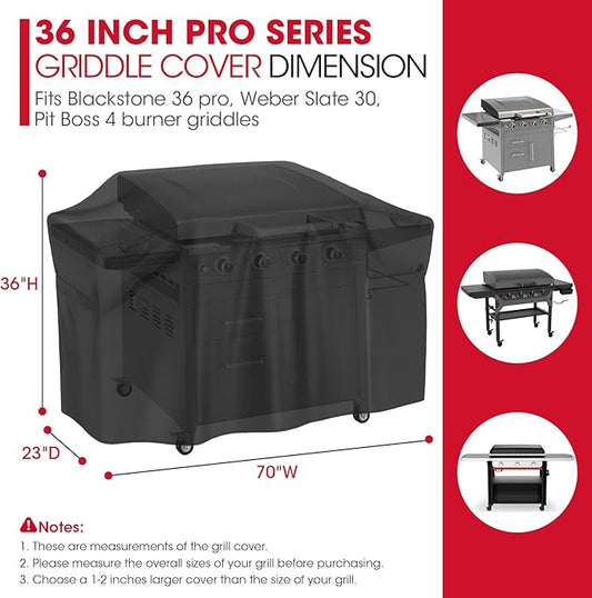 Unicook 70 Inch Griddle Grill Cover for Blackstone 36 Inch ProSeries, Heavy Duty Waterproof Large Flat Top Grill Cover with Sealed Seam, Compare to Blackstone 5005, 5482, Black