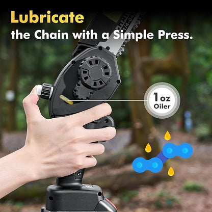 Mini Chainsaw Cordless 8 inch: Electric Chainsaw Battery Powered, Brushless Chain Saw with Auto Oiler, 2pcs Battery, Handheld Saw for Tree Branch Wood Cutting,Gardening Tools for Men Dad Husband