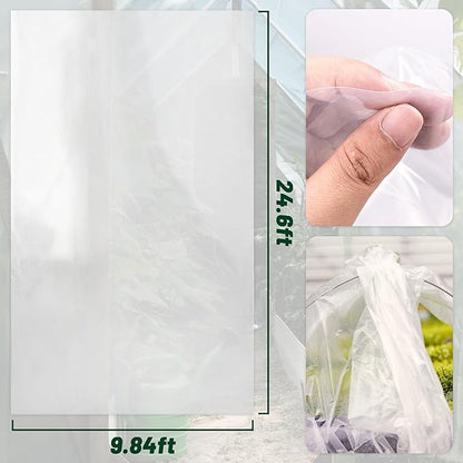 6 Mil Clear Greenhouse Plastic Sheeting,Transparent Plastic Film for Greenhouse, Resistant Polyethylene Film for Farm,Garden (9.8ftx24.6ft)…