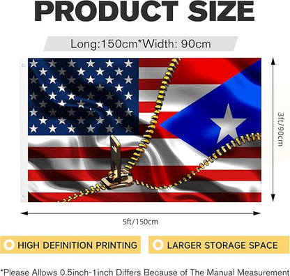 Vintage American America Usa Puerto Rico Puerto Rican Flags For Outside Yard 3x5 Ft Double Sided Printed 100d Polyester Lightweight Garden Welcome Outdoor Banner Brass Grommets