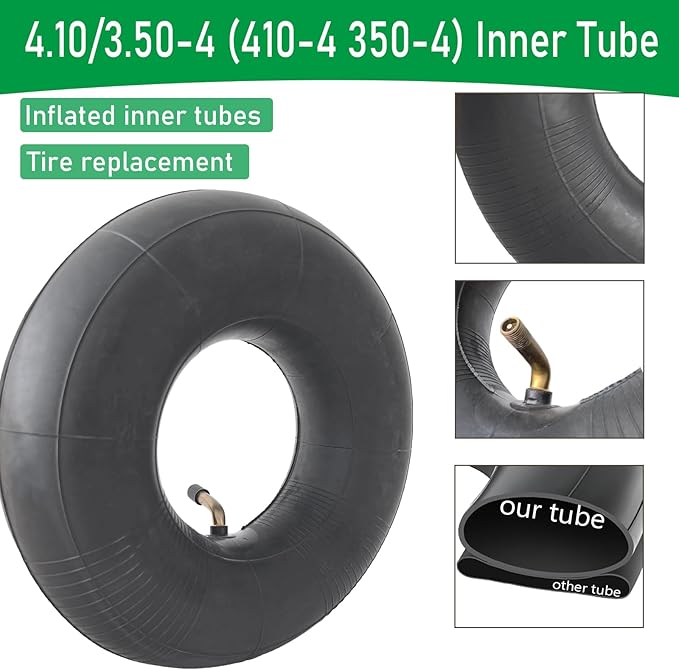2-Pack 4.10/3.50-4 Inner Tube 4.10-4 3.50-4 Tube Bend Valve Stem for Wheelbarrows/Mowers/Hand Trucks and More
