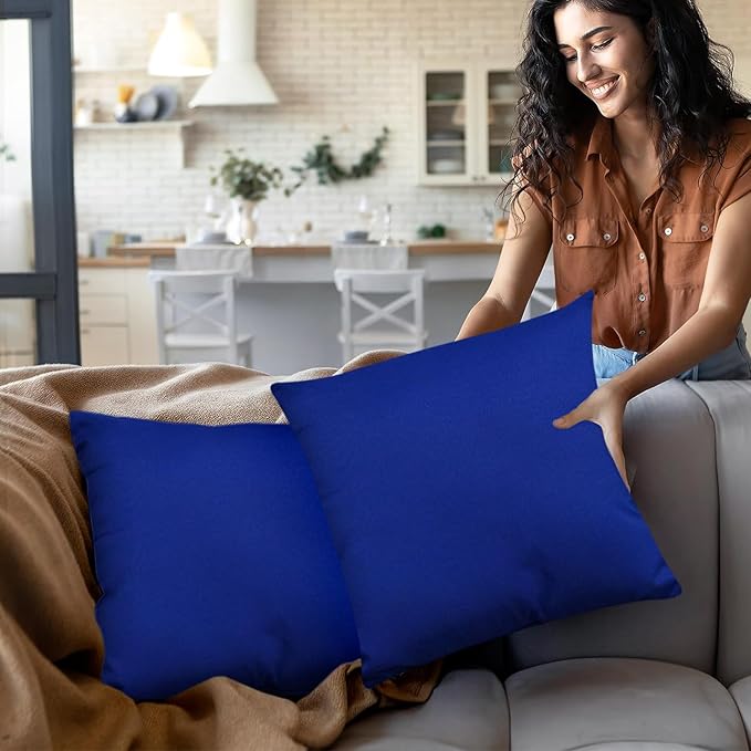 Covers & All Premium Square Throw Pillow Inserts with Covers Set of 4, 18 x 18 Inches Blue, Decorative Cushions for Couch Sofa Home Decor Office Travel UV Resistant Waterproof Soft Cushions Pillows