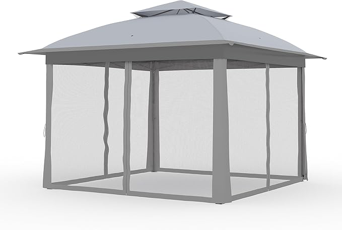 11x11 Pop Up Instant Gazebo Tent for Backyard, With Portable Carrying Bag, Outdoor Canopy Gazebos Waterproof With Mosquito Netting