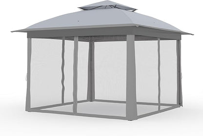 11x11 Pop Up Instant Gazebo Tent for Backyard, With Portable Carrying Bag, Outdoor Canopy Gazebos Waterproof With Mosquito Netting