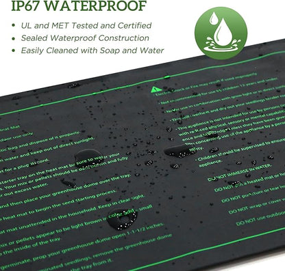 EAGLE PEAK 2 Pack Waterproof Seedling Heat Mat 10” x 20”, UL & MET-Certified Heating Pad for Seed Starting, Seed Germination, Warm Hydroponic Gardening Heating Pad, Contains (2) Warming Mats