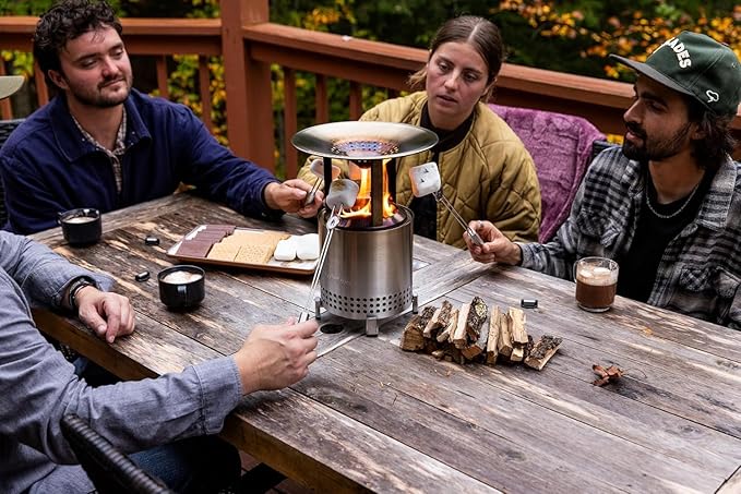 Solo Stove Mesa XL Mulberry Bundle | Tabletop Fire Pit with Stand, Heat Deflector, Accessory Pack & 1lb Wood Pellets | Portable Smokeless Outdoor Firepit for Patio, Camping & Backyard