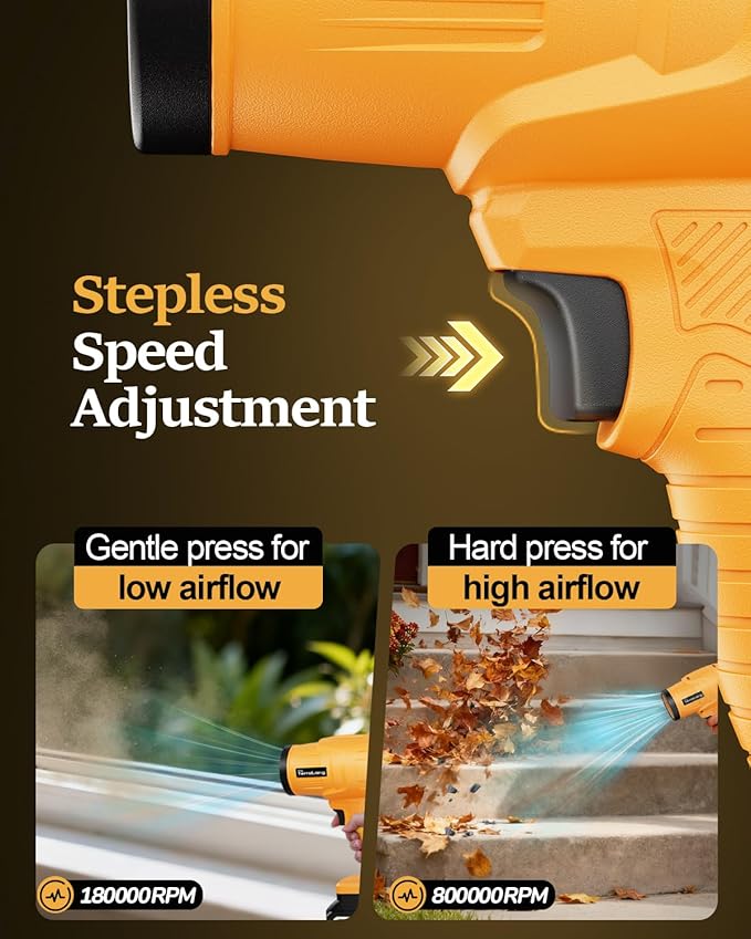 Electric Leaf Blower Cordless,800000RPM Adjustable Gear Handheld Leaf Blower with 2 * 4.0Ah Batteries and Charger Included.Power blowers for Lawn Debris.