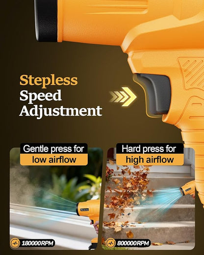 Electric Leaf Blower Cordless,800000RPM Adjustable Gear Handheld Leaf Blower with 2 * 4.0Ah Batteries and Charger Included.Power blowers for Lawn Debris.