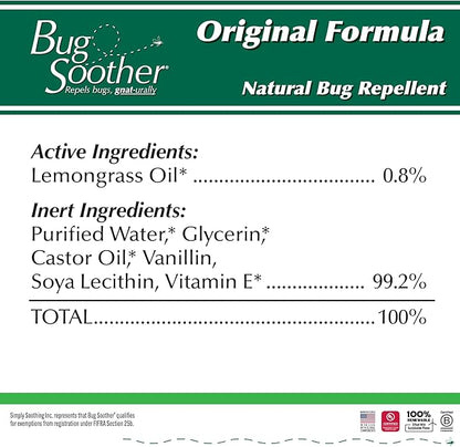Bug Soother Spray Large Family Pack - Natural Insect, Gnat and Mosquito Repellent & Deterrent - Safe Bug Spray for Adults, Kids, Pets, & Environment - Made in USA