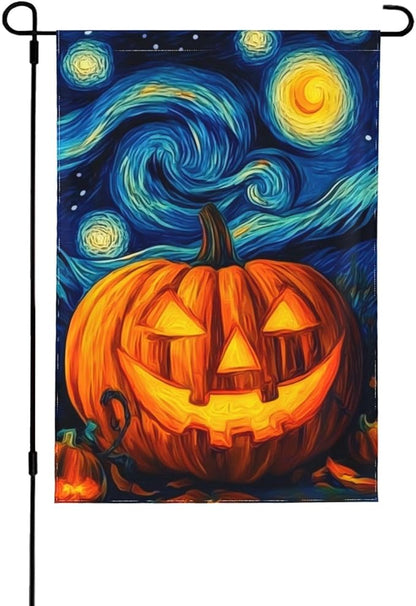 Halloween Pumpkin Garden Flag Vertical Double Sided Outdoor Yard Flags 12.5x18 Inch Burlap Banners for House Lawn