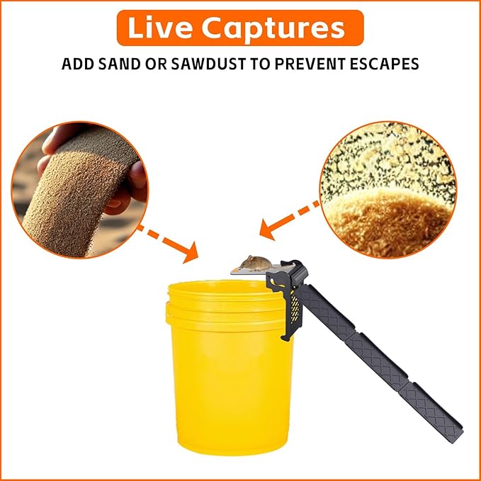 Walk The Plank Bucket Mouse Trap for Rats and Mice – Fits 5 Gallon or Larger Buckets, Auto Reset Humane Reusable Rat Trap, 4 Pack Durable Plastic, Easy Assembly, Indoor and Outdoor Use