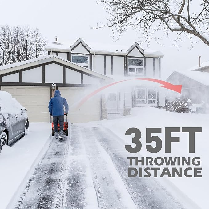 PowerSmart 80V 21-Inch Cordless Single Stage Snow Blower, 6.0Ah Battery&Charger