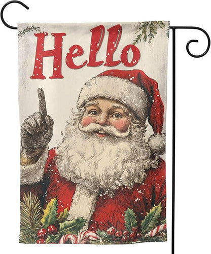 Santa Claus Garden Flag Vertical Double Sided Outdoor Yard Flags 12.5x18 Inch Burlap Banners Vertical Double Sided for Outdoor Decor Lawn
