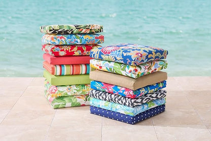 BrylaneHome Chair Cushion with Ties - 18.75" L x 18" W - Patio & Outdoor - Water, Stain & Fade Resistant - Daelyn Cherry