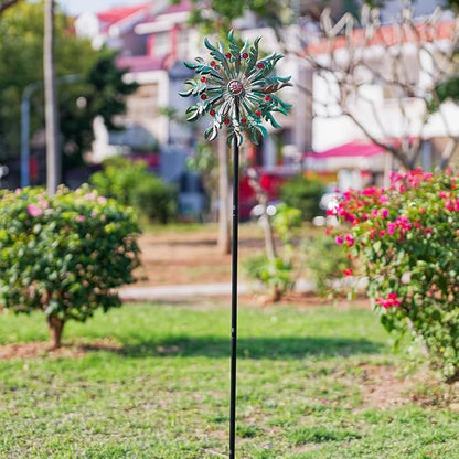 DREAMSOUL 13" Dia Wind Spinners Outdoor with 5 Prong Stakes, Kinetic Wind Spinner Metal Spinners for Yard and Garden