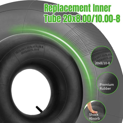 20x8.00-8" 20x10.00-8" Inner Tubes, 2 Pack Heavy Duty Replacement Tire Inner Tubes 20x8-8, 20x10-8 with Straight Valve Stem for Lawn Mowers, Tractors, Hand Trucks, Wheelbarrows, Trolleys, Wagons