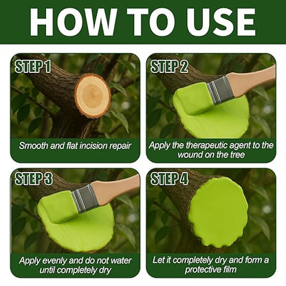 Tree Wound Sealer, 500g Tree Wound Dressing Grafting Wax with Brush, Rapid Protective Film Forming Pruning Sealant for Bonsai, Fruit Trees, Plant Repair, Grafting Paste Tree Paint Protection(17oz)