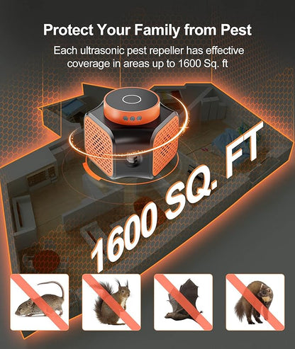 Meilen Mouse Repellent, Mice Repellent Ultrasonic Plug in, Mice Repellent Device Indoor, Squirrel Repellent, Rat Control with Ultrasounds and 9 Strobe Lights for House Garage (1 Pack)