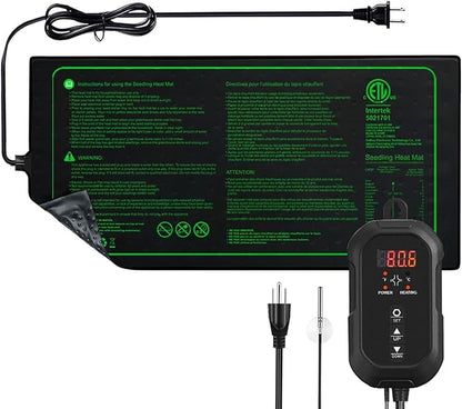 20"x 10" Seedling Heat Mat with Digital Thermostat Combo Set,ETL Certified and Durable Waterproof Warm Hydroponic Heat Mat for Germination,Indoor Gardening,Brewing and Greenhouses