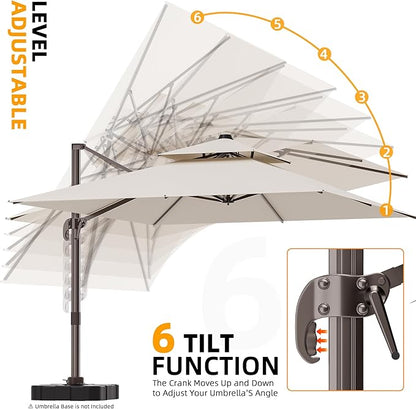 9' X 12' Cantilever Outdoor Patio Umbrellas with Base Included, Large Rectangle Umbrella Heavy Duty 360°Rotation Offset Umbrella for Garden Deck Pool Patio,Beige