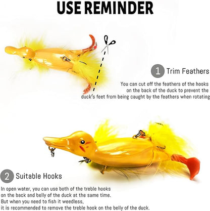 Duck Lures for Bass Fishing, Realistic Topwater Baby Duckling Baits Floating Artificial Hard Swimbaits for Pike Musky Catfish Freshwater Saltwater Fishing, 4.8 inch