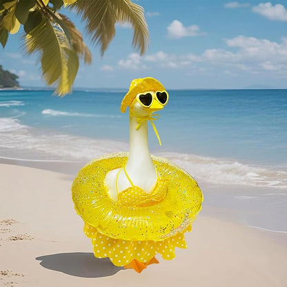 Hawaiian Goose Clothes & Bikini Goose Clothes (4pec) - Fits Large 23" H Statue - Outdoor Garden Statues for Yard, Lawn, Patio & Party Decoration - Garden Sculptures