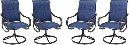 MFSTUDIO Outdoor Swivel Patio Dining Chairs Set of 4, High Back Breathable Textilene Patio Chairs for Balcony, Backyad, Deck, Garden (Navy Fabric,Black Frame)