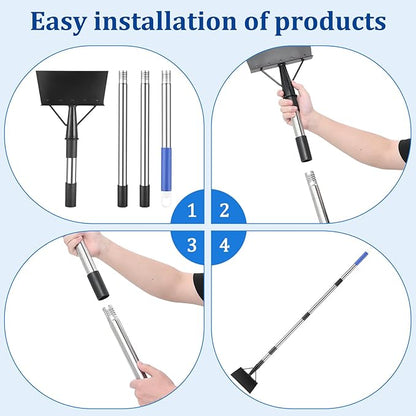 Garden Flat Shovel,Heavy Duty Weeding Tools Gardening,57 Inch Multifunctional Garden Cleaning Shovels, Floor Scrapers Long Handle,Metal Weeding Scraper for Lawn Edging, Ice Scraper, Snow Shovel