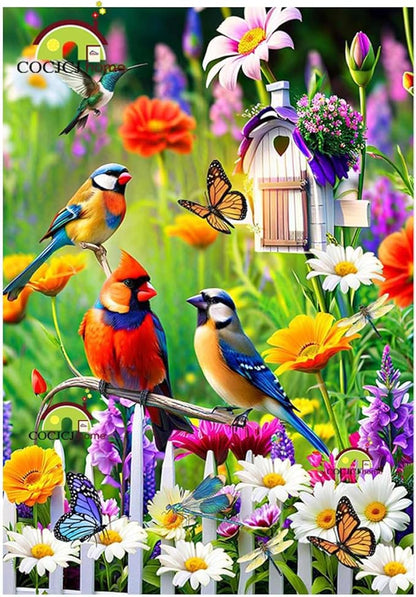 Spring Summer Humming bird garden Flag Birds Floral Garden Flags 12x18 Double Sided, small Yard Flags for Outside Decoration