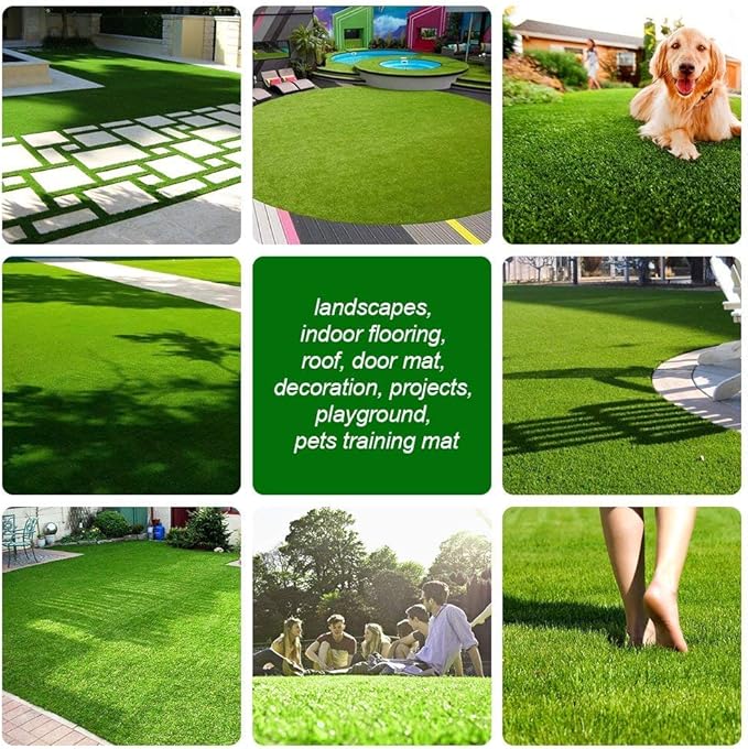 Artificial Grass Turf 6FTX30FT, 1.38" Pile Height Realistic Synthetic Grass, Indoor Outdoor Pet Faux Grass Astro Rug Carpet for Garden Backyard Patio Balcony