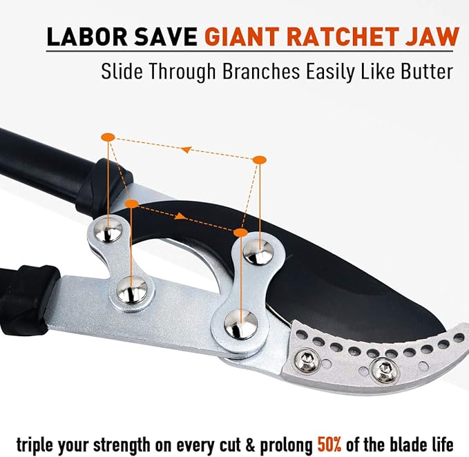 JARDINEER 3PCS Garden Shears Set, Include 30" Anvil Brach Cutter Loppers for Tree Trimming Heavy Duty with 2" Cutting Capacity, Bypass Pruner and Spare SK5 Blade