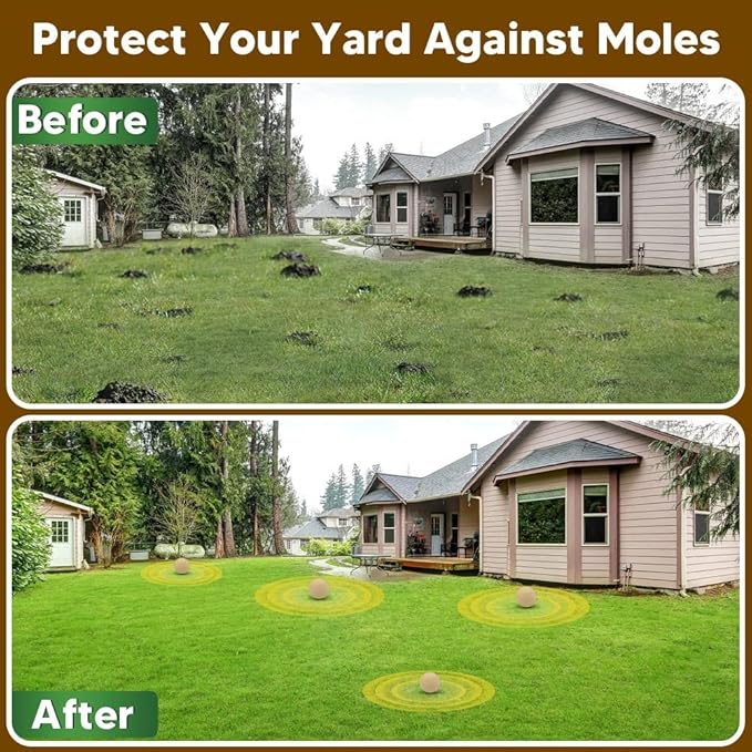 Mole Repellent, Gophers Repellent, Vole Repellant Outdoor, Armadillo Repellant Garden, Moles Control, Groundhog Repellents, Gopher Deterrent for Lawn, Keep Vole Out of Your Yard, Safe to Use-8P