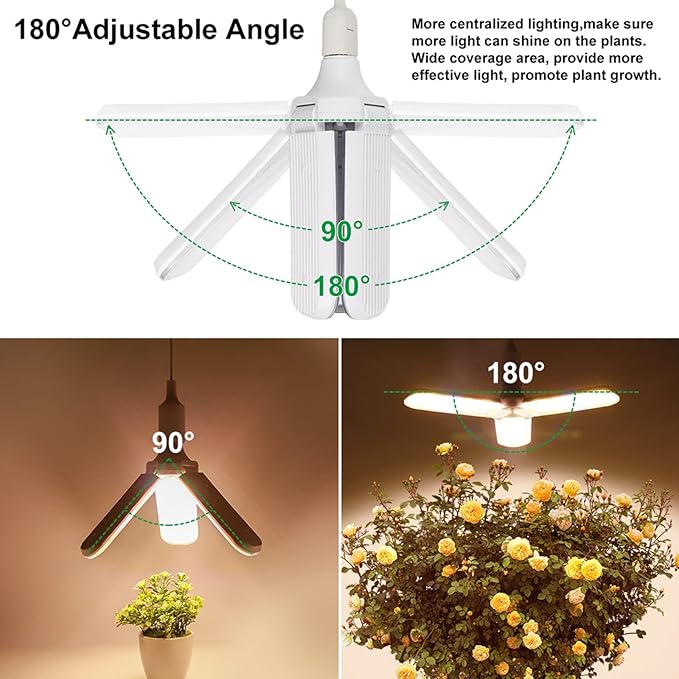 150W LED Grow Light Bulb 414 LEDs Sunlike Full Spectrum Foldable Plant Grow Light with Extension Hanging Pendant Light Cord Cable, Led Grow Lamp for Indoor Plants, Greenhouse, Hydroponic , E27 Base