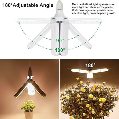 150W LED Grow Light Bulb 414 LEDs Sunlike Full Spectrum Foldable Plant Grow Light with Extension Hanging Pendant Light Cord Cable, Led Grow Lamp for Indoor Plants, Greenhouse, Hydroponic , E27 Base