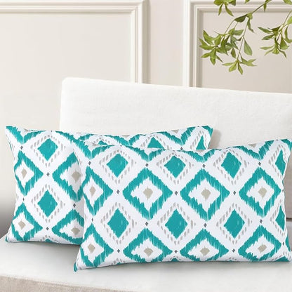 idee-home Outdoor Pillows with Inserts Included, Patio Outside Lumbar Pillows Waterproof Set of 2, 12 x 20 inch