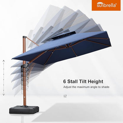 PURPLE LEAF Umbrella 9' X 12' Double Top Deluxe Rectangle Patio Umbrellas Offset Hanging Umbrellas Cantilever Umbrella, Spectrum Indigo