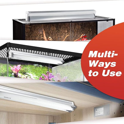 Hypool T8 Strip UVB UVA Reptile Lighting Fixture with 18-Inch 15 Watt UVB 10.0 Fluorescent Bulb Combo Kit, 10-Percent UVB Desert Pet Habitat Light for Reptiles Amphibian, 1 Pack, White