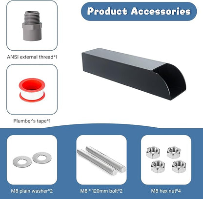 4x3 Inch Stainless Steel 316 Waterfall Spout for Pools Ponds Water Walls - Outdoor Fountain Spillway with Straight Flow Design & Built-in Lip (Black)
