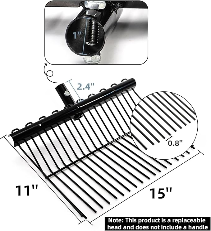Pitch Manure Fork Head, Metal Pitch Fork for Garden, Durable Digging Fork Rake Head Replacement with Angled Tines, Stable Pitchforks Scoop for Mulch Horse Stall Picking up Hay Animal