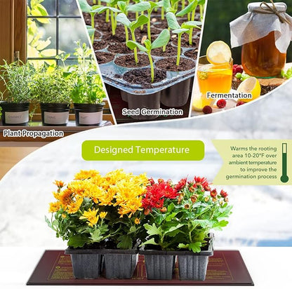 2 Pack Seedling Heat Mat 10X20.75`` Durable Waterproof Plant Heating Pad Warm Hydroponic Heating Mat for Seed Starting Germination Plant Propagation