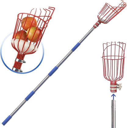 DIIG 5.5 Foot Fruit Picker Tool with Stainless Steel Pole, Picking Equipment for Lemons, Apples, Guavas, Avocados, Pears, Mangoes, Oranges