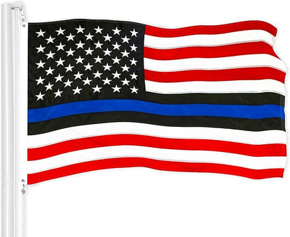 G128 Blue Lives Matter Flag | 2.5x4 Ft | ToughWeave Series Embroidered 210D Polyester | Duty and Honor Flag, Embroidered Design, Indoor/Outdoor, Vibrant Colors, Brass Grommets