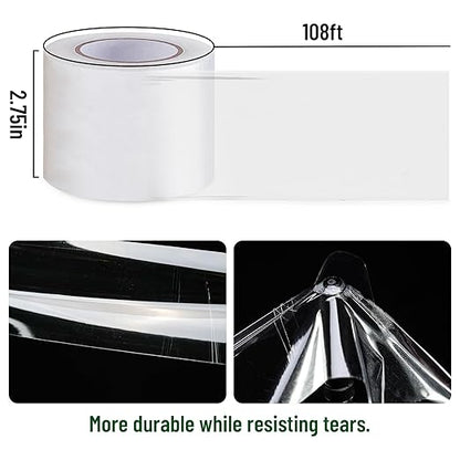 6 Mil Greenhouse Plastic Sheeting Tape,2.75" x108' Greenhouse Repair Tape, Waterproof and UV Resistant Plastic Sheeting Tapes for Greenhouse,Strong Weatherproof Polyethylene Film Tape (2.75" x108')