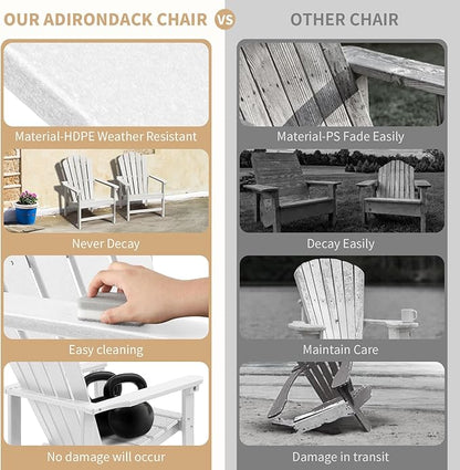 Stackable Adirondack Chairs Set of 4, Space Saving HDPE All-Weather Fire Pit Chair with Cover for Outdoor Lawn Porch Deck